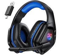 Tatybo Wireless Gaming Headset for PC Ps5 Ps4, 2.4GHz USB & Type-C & Bluetooth Gaming Headphones with Mic, 40H Battery Comfortable Gaming Headsets for Switch Laptop Mobile Mac (Black Blue)