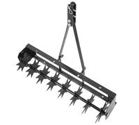 TAUIANE 32 Inch Manual Lawn Aerator, Deep Soil Penetrator Spikes Tractor, Tow Behind Spike Aerator, with Galvanized Steel Tines and Wide Tow Bar, for Gardens, Lawns, Farms,Black