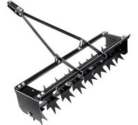 TAUIANE 35 Inch Manual Tow Behind Aerator, Heavy Duty Rolling Lawn Aerator, with Rotary Spike, Deep Soil Penetration, for Lawn, Yard and Garden,Black