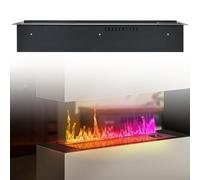 TAUIANE 3D Water Vapor Electric Fireplace with Atomizing & Humidifying Function, Recessed Design with Realistic & Touch-Sensitive Flame, for Home, Office, Hotel,Black,L800mm
