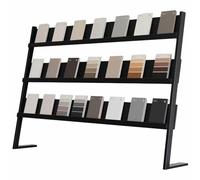 TAUIANE Floor Tile Display Stand, Sample Storage Rack, 3 Tier Standing Ceramic Tile Sample Display Rack, Show Shelf Holder, for Commercial Exhibition,Black,80CM