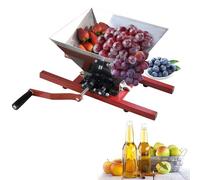 TAUIANE Fruit and Apple Crusher, Portable Fruit Scratter Pulper, 7L Manual Juicer Grinder With Handle, Stainless Steel, for Wine and Cider Pressing,Red 7L,Grapes