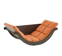 TAUIANE Patio Rocking Chairs with Cushion, Oversized Modern Wooden Lounge Chair, Reading Accent Chair, Lazy Sofa, for Bedroom Living Room Porch Garden Balcony Backyard,Black,B Orange