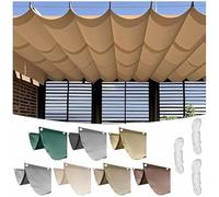 TAUIANE Retractable Wave Sun Shade Sail, Polyester Sunscreen Awning Canopy, Rectangle Pergola Cover, Waterproof, Wind Protection, for Outdoor Garden Sun Room Patio,Yellow,1.5×6M (W×L)