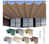 TAUIANE Retractable Wave Sun Shade Sail, Polyester Sunscreen Awning Canopy, Rectangle Pergola Cover, Waterproof, Wind Protection, for Outdoor Garden Sun Room Patio,Khaki,1.5×6M (W×L)