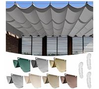 TAUIANE Retractable Wave Sun Shade Sail, Polyester Sunscreen Awning Canopy, Rectangle Pergola Cover, Waterproof, Wind Protection, for Outdoor Garden Sun Room Patio,Light Grey,1.2×10M (W×L)