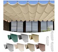 TAUIANE Retractable Wave Sun Shade Sail, Polyester Sunscreen Awning Canopy, Rectangle Pergola Cover, Waterproof, Wind Protection, for Outdoor Garden Sun Room Patio,Beige,1.5×3M (W×L)