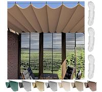 TAUIANE Retractable Wave Sun Shade Sail, Rectangle Outdoor Pergola Cover, Water Proof Awning Canopy Fabric With Mounting Kit, For Deck Lawn Garden Patio Yard,Khaki,1.2×5M (W×L)