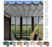 TAUIANE Retractable Wave Sun Shade Sail, Rectangle Outdoor Pergola Cover, Water Proof Awning Canopy Fabric With Mounting Kit, For Deck Lawn Garden Patio Yard,Light Grey,1.5×2M (W×L)