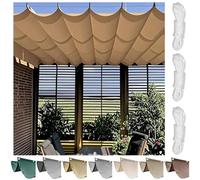 TAUIANE Retractable Wave Sun Shade Sail, Rectangle Outdoor Pergola Cover, Water Proof Awning Canopy Fabric With Mounting Kit, For Deck Lawn Garden Patio Yard,Yellow,1.2×10M (W×L)