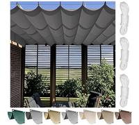 TAUIANE Retractable Wave Sun Shade Sail, Rectangle Outdoor Pergola Cover, Water Proof Awning Canopy Fabric With Mounting Kit, For Deck Lawn Garden Patio Yard,Dark Grey,1.2×2M (W×L)