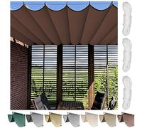 TAUIANE Retractable Wave Sun Shade Sail, Rectangle Outdoor Pergola Cover, Water Proof Awning Canopy Fabric With Mounting Kit, For Deck Lawn Garden Patio Yard,Coffee,1.5×2M (W×L)