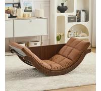 TAUIANE Rocking Chair, Indoor Reclining Lounge Chair, Ergonomic Arch Wooden Recliner, Lazy Sofa, with Cushion, for Living Room Bedroom Nursery Balcony,Walnut,B Brown