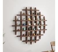 TAUIANE Solid Wood Chinese Tea Cup Holder, Wall Mounted Teapot Display Stand, Wall Decoration Teaware Shelf, Storage Rack for Living Room Kitchen Office Commercial,001,100cm