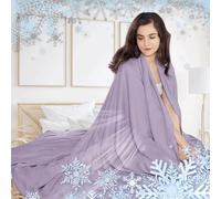 TAUIANE Summer Ice Silk Blanket, Lightweight Cool Blanket, Air Conditioning Comforter, 100% Rayon Derived from Bamboo, Comfy Absorbs Body Heat, for Adults Kids,Purple,150 * 200cm
