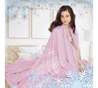 TAUIANE Summer Ice Silk Blanket, Lightweight Cool Blanket, Air Conditioning Comforter, 100% Rayon Derived from Bamboo, Comfy Absorbs Body Heat, for Adults Kids,Pink,100 * 150cm