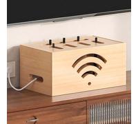 TAUIANE Wooden WiFi Router Storage Box, WiFi Cabinet to Hide Router and Modem, Router Cover Decorative Box, Ventilation and Heat Dissipation, for Office and Home,Model D,42CM