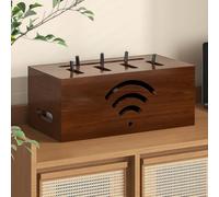 TAUIANE Wooden WiFi Router Storage Box, WiFi Cabinet to Hide Router and Modem, Router Cover Decorative Box, Ventilation and Heat Dissipation, for Office and Home,Model B,52CM