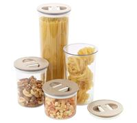 Urbn-Living Urbnliving Set Of 4 Taupe Plastic Airtight Containers Food Storage Reusable Stackable