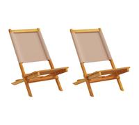 (taupe, 2 pcs) vidaXL Folding Garden Chairs 6 pcs Chairs Cream White Fabric and Solid Wood