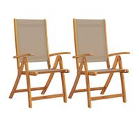 (taupe, 2 pcs) vidaXL Folding Garden Chairs Dining Chair Solid Wood Acacia and Textilene