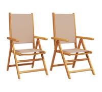 (taupe, 2 pcs) vidaXL Reclining Garden Chairs Outdoor Chairs Armchair Fabric & Solid Wood