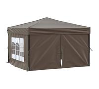 (taupe, 291 x 291 x 245 cm) vidaXL Folding Party Tent with Sidewall Patio Camping Gazebo Pavilion Marquee