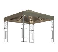 Gazebo with LED String Lights Outdoor Pavilion Sunshade Canopy Fabric vidaXL