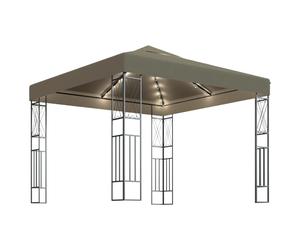 (taupe, 3 x 3 m) vidaXL Gazebo with LED String Lights Outdoor Pavilion Sunshade Canopy Fabric