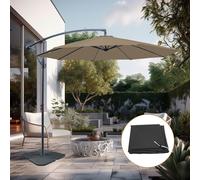 (Taupe) 3M Banana Cantilever Parasol Garden Patio Umbrella with Base Weights Cover