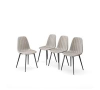 Urbn-Living Urbnliving Anti Stain Velvet Dining Chairs Padded Seat Metal Legs For Kitchen Office, 4Xtaupe