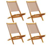 (taupe, 4 pcs) vidaXL Folding Garden Chairs 6 pcs Chairs Cream White Fabric and Solid Wood