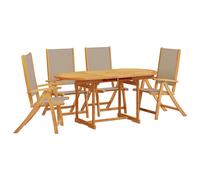 (taupe, 4 piece/oval) vidaXL Garden Dining Set 5 Piece Table & Chair Solid Wood Acacia and Textilene