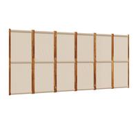 Room Divider Taupe Solid Acacia Wood & Textilene 420x180 cm Foldable Outdoor 6pc