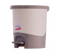 (Taupe) 5 Litre Round Pedal Bin Mini 5L Plastic Small Bathroom Kitchen Waste Rubbish
