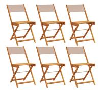 (taupe, 6 pcs) vidaXL Bistro Chairs Outdoor Chair Dining Chair Solid Wood Acacia and Fabric