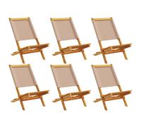 (taupe, 6 pcs) vidaXL Folding Garden Chairs 6 pcs Chairs Cream White Fabric and Solid Wood