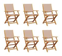 (taupe, 6 pcs) vidaXL Garden Chairs Outdoor Chair Dining Chair Solid Wood Acacia and Fabric
