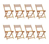 (taupe, 8 pcs) vidaXL Bistro Chairs Outdoor Chair Dining Chair Solid Wood Acacia and Fabric