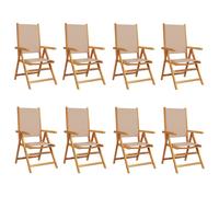 (taupe, 8 pcs) vidaXL Reclining Garden Chairs Outdoor Chairs Armchair Fabric & Solid Wood