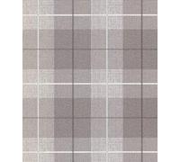 Taupe Country Tartan Wallpaper Checked Hessian Paste Wall Vinyl YöL