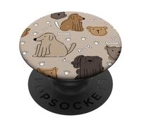 Taupe Cute Bones And Paw Print Pale Brown Dogs PopSockets Adhesive PopGrip