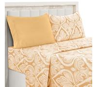 Taupe Paisley Sheet Set, Twin XL - Ultra Soft Deep Pocket | Cooling Wrinkle-Free Microfiber, Boho Floral Print | 4 Piece Set: Fitted, Flat Sheet & 2 Pillowcases | OEKO-TEX, Easy Care