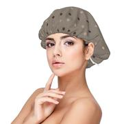 Taupe Polka Dot Print A Satin Silk Bonnet for Sleeping Women, Adjustable Double Layer Satin Hair Bonnet Night Sleep Cap for Curly Hair