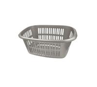 Taupe Rectangular Plastic Laundry Basket Elegant & Practical Clothes Hamper With Handles