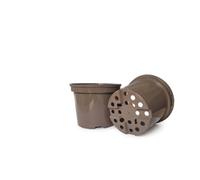 Taupe Recyclable 7.5L Square Plant Pots with Label Slot - Pack Of 18 | Recyclable Material, Label Slot Included, Square Design, 7.5L Capacity, Taupe Colour