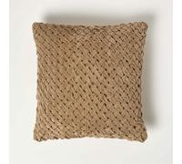 Sofia Pleated Velvet Cushion Homescapes Taupe 45cm x 45cm