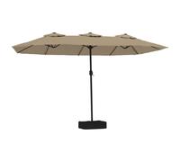 (taupe) vidaXL Double-Head Parasol Garden Umbrella with LEDs Sun Umbrella Anthracite
