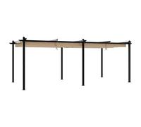 (taupe) vidaXL Garden Gazebo with Retractable Roof Tent Canopy Sun Shlter Aluminium