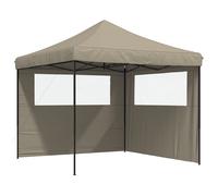 (taupe, with 2 sidewalls) vidaXL Foldable Tent Canopy Patio Pavilion Gazebo Pop up Tent Marquee Canopy